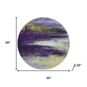 HomeRoots 8' X 10' Vibrant Purple and Lime Green Abstract Washable Area Rug - Durable, UV Protected, Easy Care! 714701