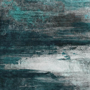 HomeRoots 5' X 8' Teal and Gray Abstract Area Rug – Washable, UV-Protected, Perfect for High-Traffic Spaces! 714705