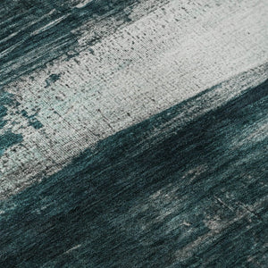 HomeRoots 9' X 12' Teal And Gray Abstract Machine Washable Area Rug with UV Protection for Modern Homes 714708