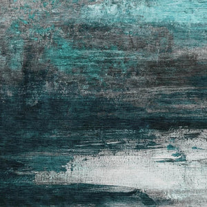 HomeRoots 10' X 14' Teal and Gray Abstract Area Rug - Washable, UV-Protected, Modern Design for Any Space 714709