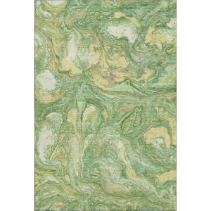 HomeRoots 5' X 8' Stylish Green and Gold Abstract Area Rug – Washable, UV Protected, Perfect for Homes! 714711
