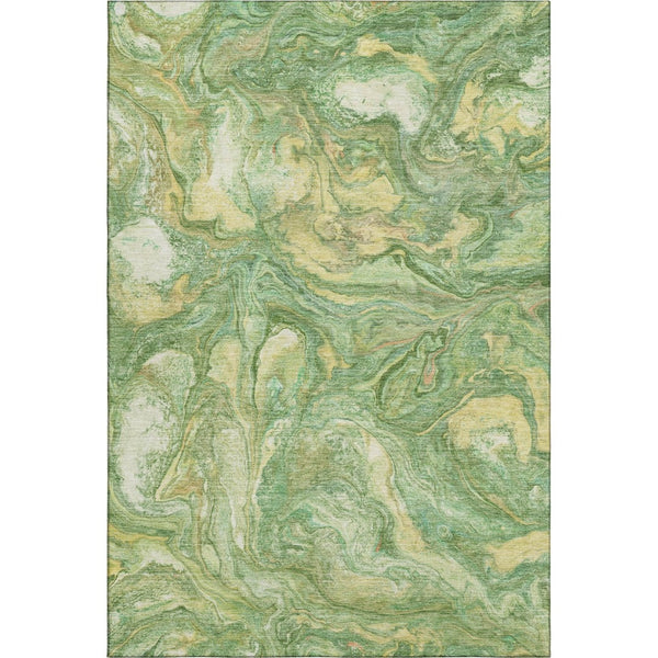 HomeRoots 5' X 8' Stylish Green and Gold Abstract Area Rug – Washable, UV Protected, Perfect for Homes! 714711