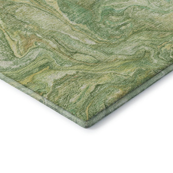 HomeRoots 5' X 8' Stylish Green and Gold Abstract Area Rug – Washable, UV Protected, Perfect for Homes! 714711