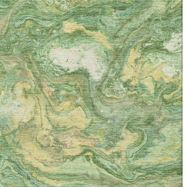 HomeRoots 5' X 8' Stylish Green and Gold Abstract Area Rug – Washable, UV Protected, Perfect for Homes! 714711