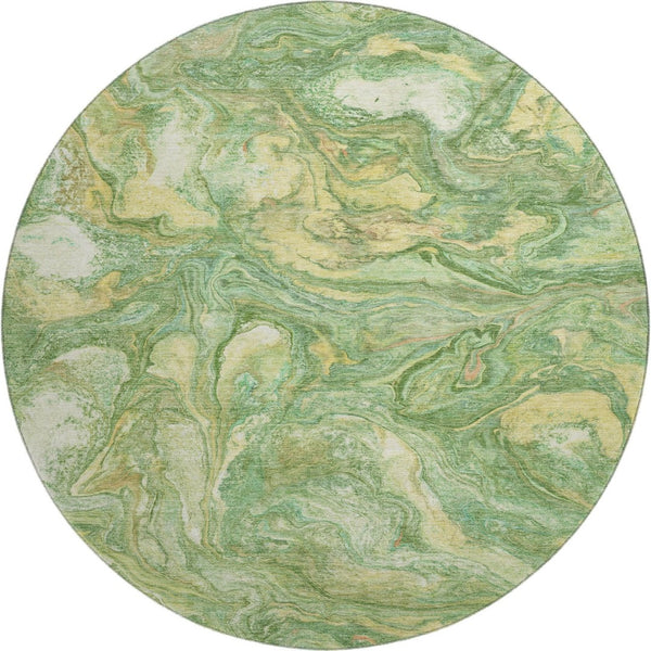 HomeRoots 8' X 10' Washable Green and Gold Abstract Area Rug with UV Protection for Kids & Pets - Durable Style! 714713