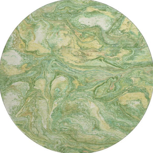 HomeRoots 8' X 10' Washable Green and Gold Abstract Area Rug with UV Protection for Kids & Pets - Durable Style! 714713