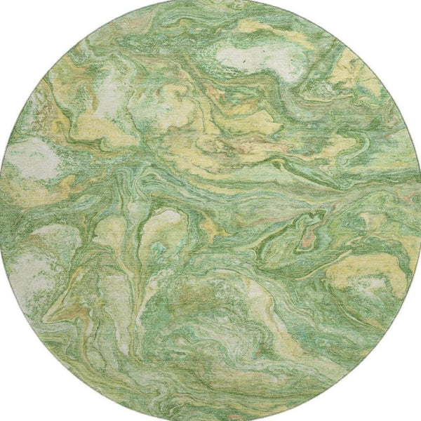 HomeRoots 8' X 10' Washable Green and Gold Abstract Area Rug with UV Protection for Kids & Pets - Durable Style! 714713