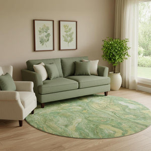 HomeRoots 8' X 10' Washable Green and Gold Abstract Area Rug with UV Protection for Kids & Pets - Durable Style! 714713