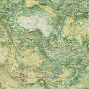 HomeRoots 9' X 12' Green and Gold Contemporary Abstract Washable Area Rug with UV Protection for Homes 714714