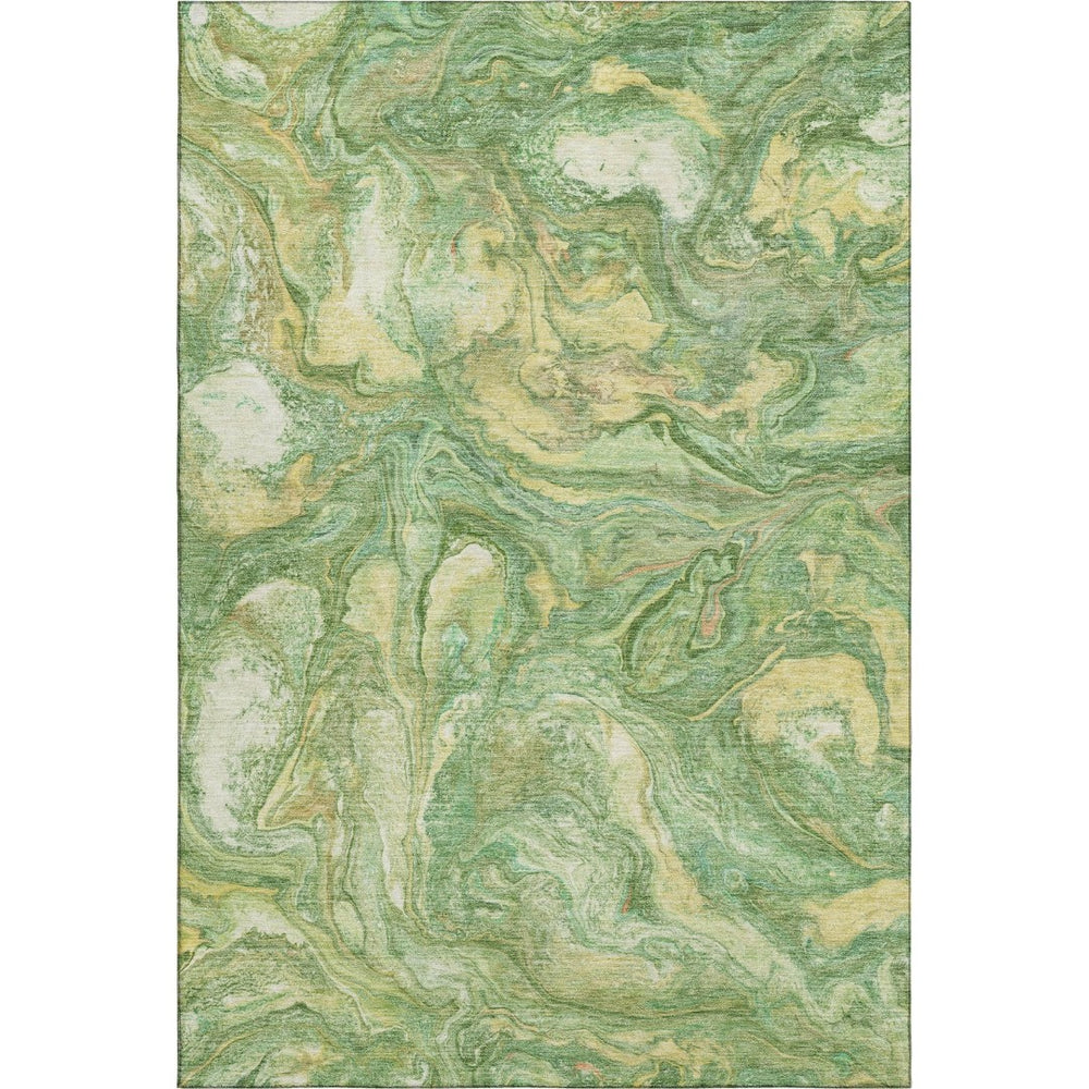 HomeRoots 10' X 14' Green and Gold Abstract Area Rug - Washable, UV Protected, Durable for High-Traffic Spaces 714715