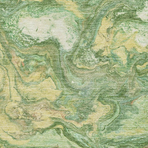 HomeRoots 10' X 14' Green and Gold Abstract Area Rug - Washable, UV Protected, Durable for High-Traffic Spaces 714715