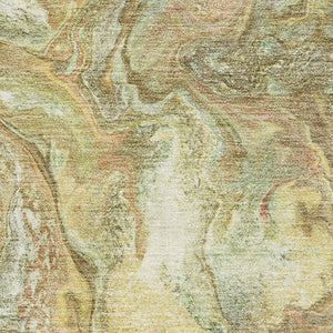 HomeRoots 5' X 8' Gold and Beige Abstract Area Rug – Washable, UV Protected, Stain Resistant for Modern Spaces 714717
