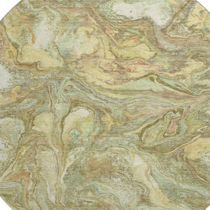 HomeRoots 8' X 10' Gold and Beige Abstract Area Rug - Washable, UV-Protected, Stain-Resistant for Family Homes 714719