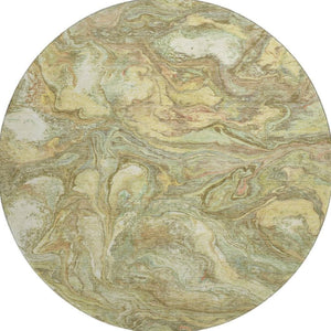 HomeRoots 8' X 10' Gold and Beige Abstract Area Rug - Washable, UV-Protected, Stain-Resistant for Family Homes 714719
