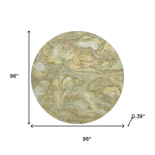 HomeRoots 8' X 10' Gold and Beige Abstract Area Rug - Washable, UV-Protected, Stain-Resistant for Family Homes 714719