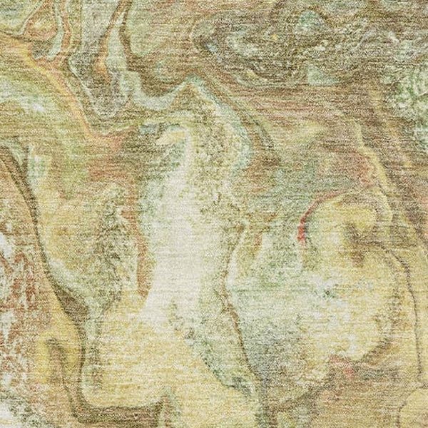 HomeRoots 9' X 12' Gold and Beige Abstract Washable Area Rug – Stylish, Durable, UV Resistant for Busy Homes 714720