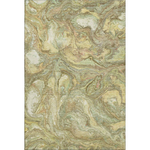 HomeRoots 10' Modern Gold & Beige Abstract Washable Area Rug with UV Protection for High-Traffic Spaces 714721