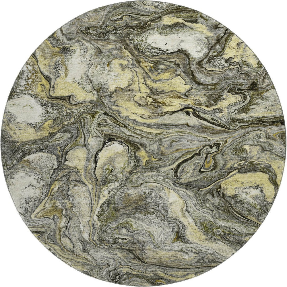 HomeRoots 8' X 10' Modern Abstract Pewter and Gold Washable Area Rug with UV Protection for Any Space 714725
