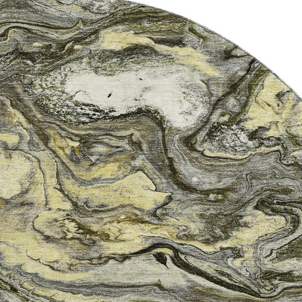 HomeRoots 8' X 10' Modern Abstract Pewter and Gold Washable Area Rug with UV Protection for Any Space 714725