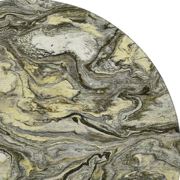 HomeRoots 8' X 10' Modern Abstract Pewter and Gold Washable Area Rug with UV Protection for Any Space 714725