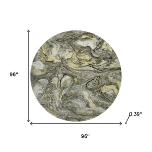 HomeRoots 8' X 10' Modern Abstract Pewter and Gold Washable Area Rug with UV Protection for Any Space 714725