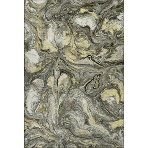 HomeRoots 10' X 14' Stylish Pewter and Gold Abstract Washable Area Rug with UV Protection for High-Traffic Spaces 714727
