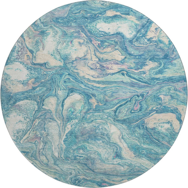 HomeRoots 8' X 10' Teal And Ivory Abstract Washable Area Rug - UV Protected, Durable, Stylish For Busy Homes 714731
