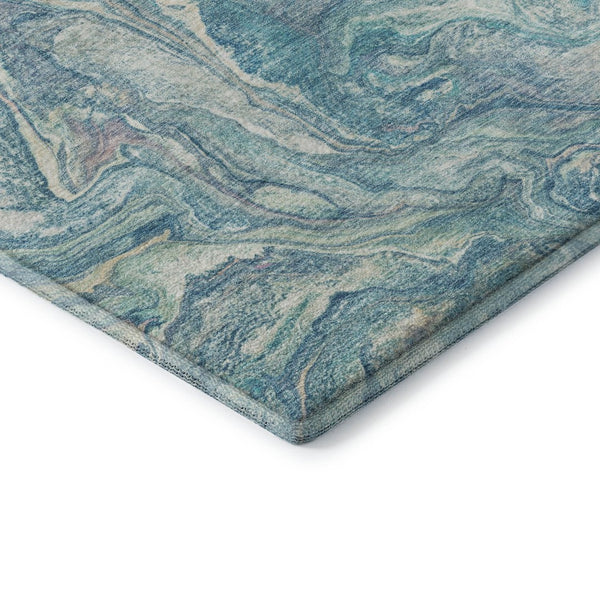 HomeRoots 8' X 10' Teal And Ivory Abstract Washable Area Rug - UV Protected, Durable, Stylish For Busy Homes 714731