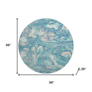 HomeRoots 8' X 10' Teal And Ivory Abstract Washable Area Rug - UV Protected, Durable, Stylish For Busy Homes 714731