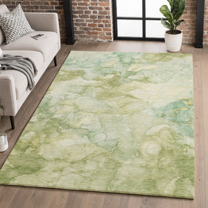 HomeRoots 8' Modern Sage and Beige Washable Round Rug with UV Protection - Durable, Stylish, and Easy Care! 714736