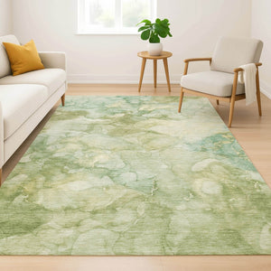 HomeRoots 8' Modern Sage and Beige Washable Round Rug with UV Protection - Durable, Stylish, and Easy Care! 714736