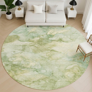 HomeRoots 8' X 10' Sage and Beige Abstract Washable Area Rug – Durable, UV-Protected, and Easy Care for Homes! 714737