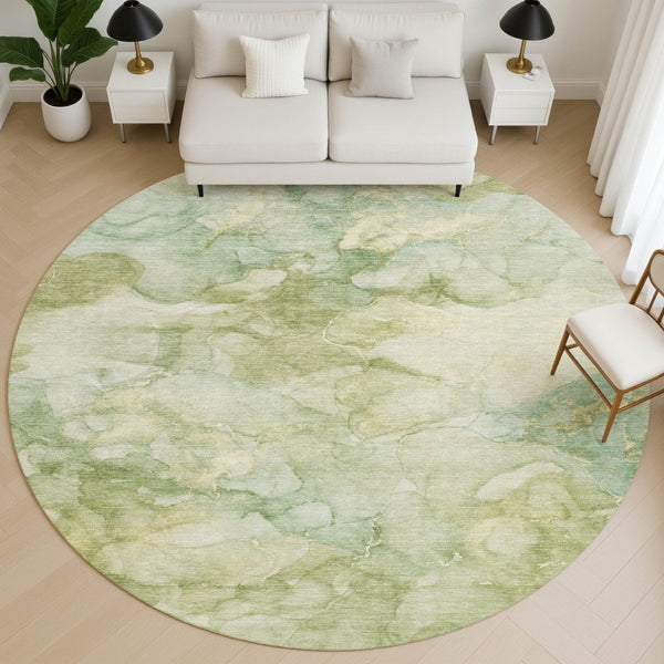 HomeRoots 8' X 10' Sage and Beige Abstract Washable Area Rug – Durable, UV-Protected, and Easy Care for Homes! 714737