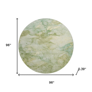 HomeRoots 8' X 10' Sage and Beige Abstract Washable Area Rug – Durable, UV-Protected, and Easy Care for Homes! 714737