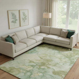 HomeRoots 9' X 12' Sage and Beige Abstract Area Rug - Stylish, Washable, Durable, UV-Protected for Homes 714738