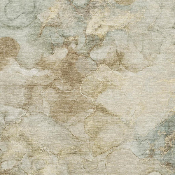 HomeRoots 5' X 8' Beige and Ivory Abstract Area Rug - Washable, UV Protected, Perfect for Busy Homes & Kids 714741