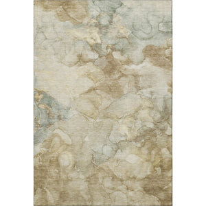 HomeRoots 5' X 8' Beige and Ivory Abstract Area Rug - Washable, UV Protected, Perfect for Busy Homes & Kids 714741