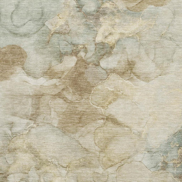 HomeRoots 8' Beige And Ivory Abstract Round Rug - Washable, UV-Protected, Non-Slip for High-Traffic Spaces! 714742