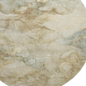 HomeRoots 8' X 10' Beige and Ivory Abstract Area Rug - Washable, UV-Protected, Stylish & Family-Friendly Design 714743