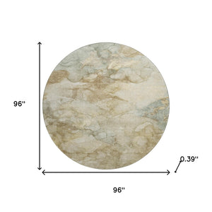HomeRoots 8' X 10' Beige and Ivory Abstract Area Rug - Washable, UV-Protected, Stylish & Family-Friendly Design 714743
