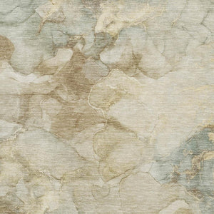 HomeRoots 9' X 12' Beige and Ivory Abstract Area Rug – Washable, UV Protected, Modern Design for Any Room 714744