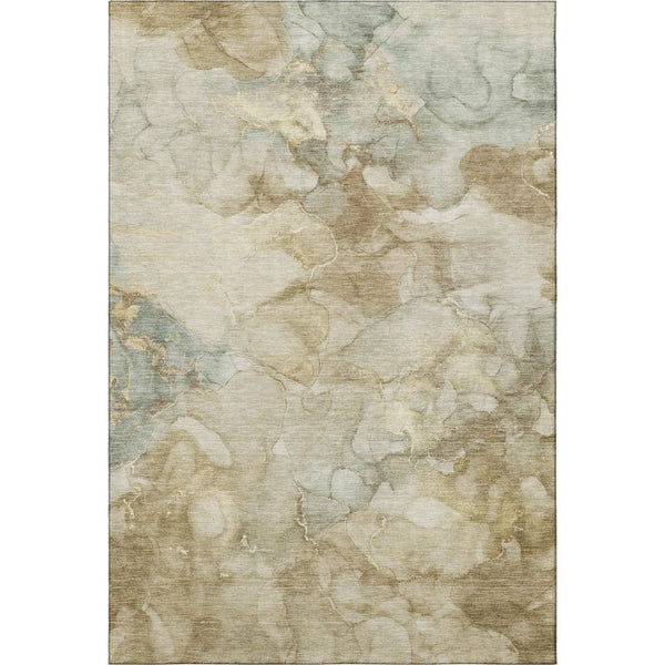 HomeRoots 10' X 14' Beige And Ivory Abstract Area Rug - Washable, Durable, UV-Protected, Ideal For Families 714745