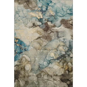 HomeRoots 5' X 8' Brown and Teal Abstract Area Rug - Stylish, Washable, Stain Resistant with UV Protection! 714747