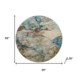 HomeRoots 8' X 10' Washable Brown and Teal Abstract Area Rug with UV Protection, Stain Resistance & Non-Slip Backing 714749