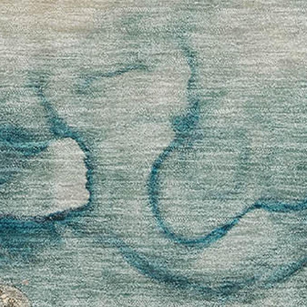 HomeRoots 10' X 14' Stylish Brown and Teal Abstract Area Rug - Washable, UV Protected, Family-Friendly Design 714751