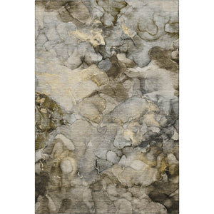 HomeRoots 5' X 8' Contemporary Pewter Gold Abstract Area Rug - Washable, UV-Protected & Stain-Resistant Design 714753