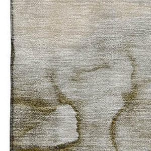 HomeRoots 9' X 12' Stylish Pewter and Gold Abstract Area Rug - Washable, UV Protected, Pet-Friendly Design 714756