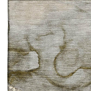 HomeRoots 9' X 12' Stylish Pewter and Gold Abstract Area Rug - Washable, UV Protected, Pet-Friendly Design 714756
