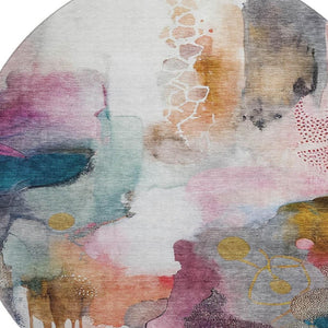 HomeRoots 8' X 10' Blush and Ivory Abstract Area Rug - Stylish, Washable, UV-Protected for High-Traffic Spaces 714761