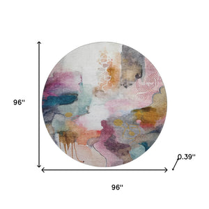 HomeRoots 8' X 10' Blush and Ivory Abstract Area Rug - Stylish, Washable, UV-Protected for High-Traffic Spaces 714761